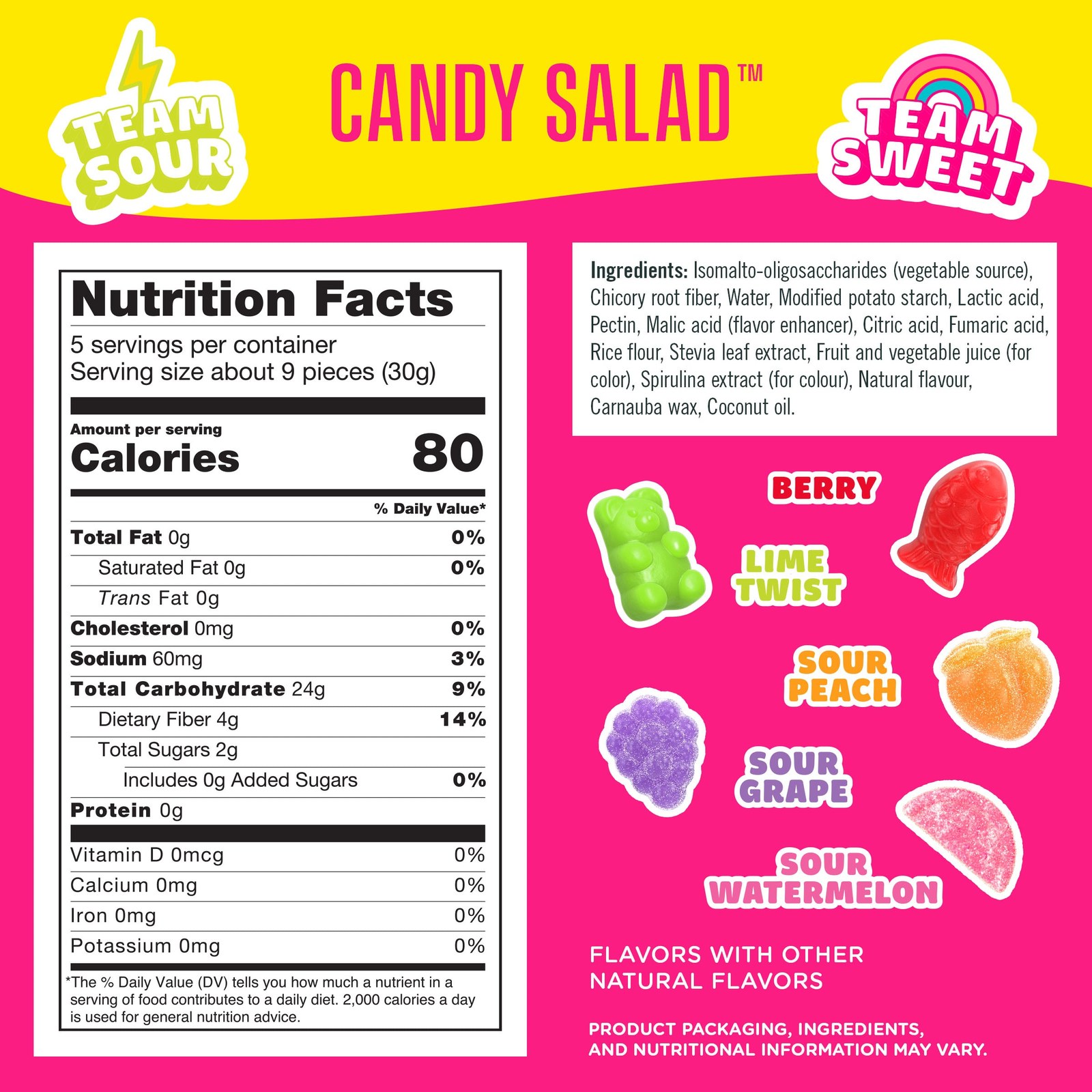SmartSweets nutrition facts panel