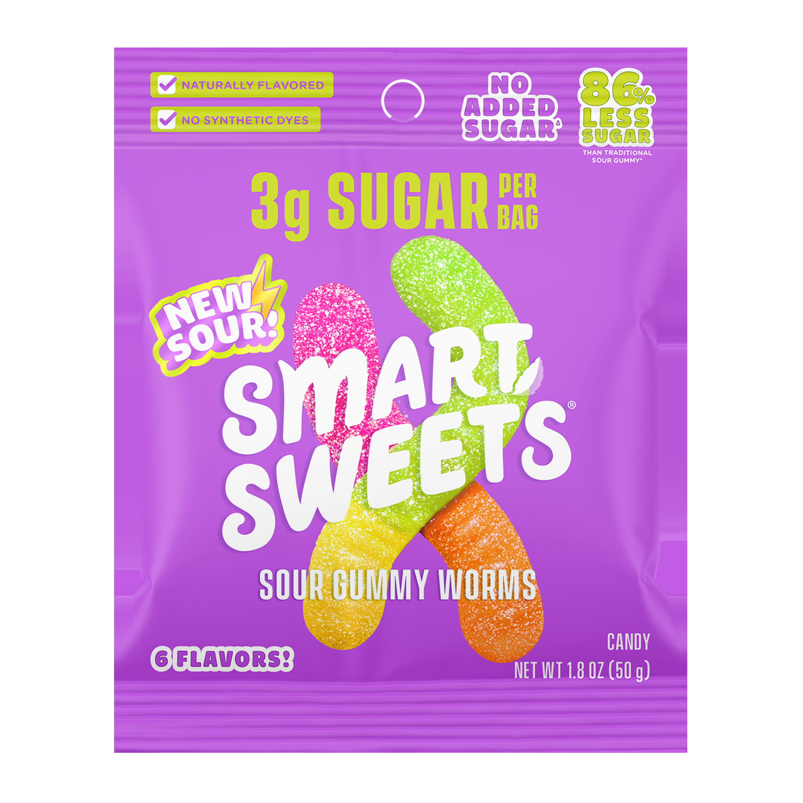 SmartSweets Sour Gummy Worms bag